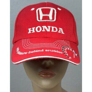 HONDA Racing Mens Strapback Hat CAP Red Embroidered Logo "With Pleasure Behind..
